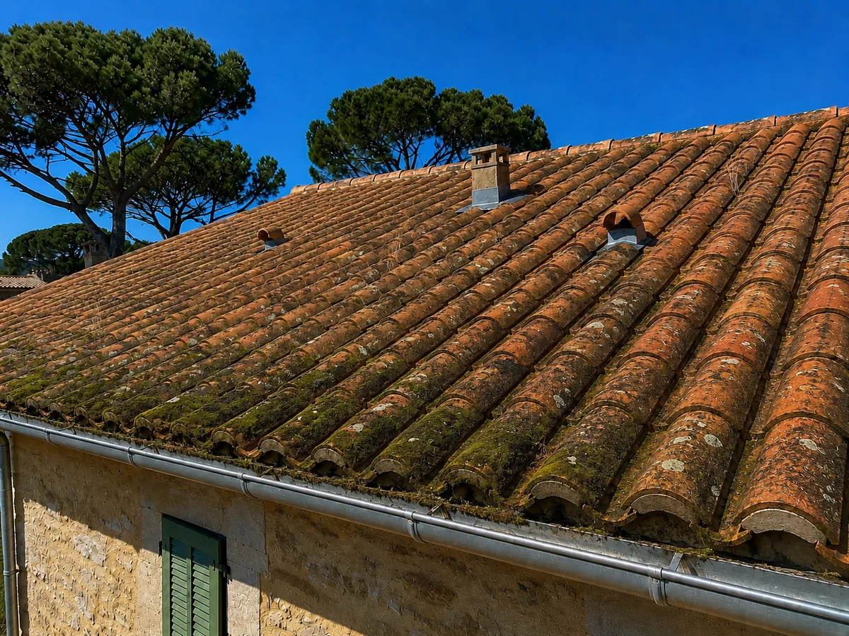 Avant · Démoussage complet et hydrofuge sur toiture marseillaise à Marseille (13)